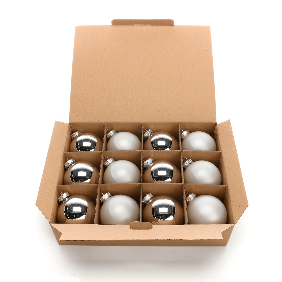 Glass Christmas baubles silver glossy/matt - 3