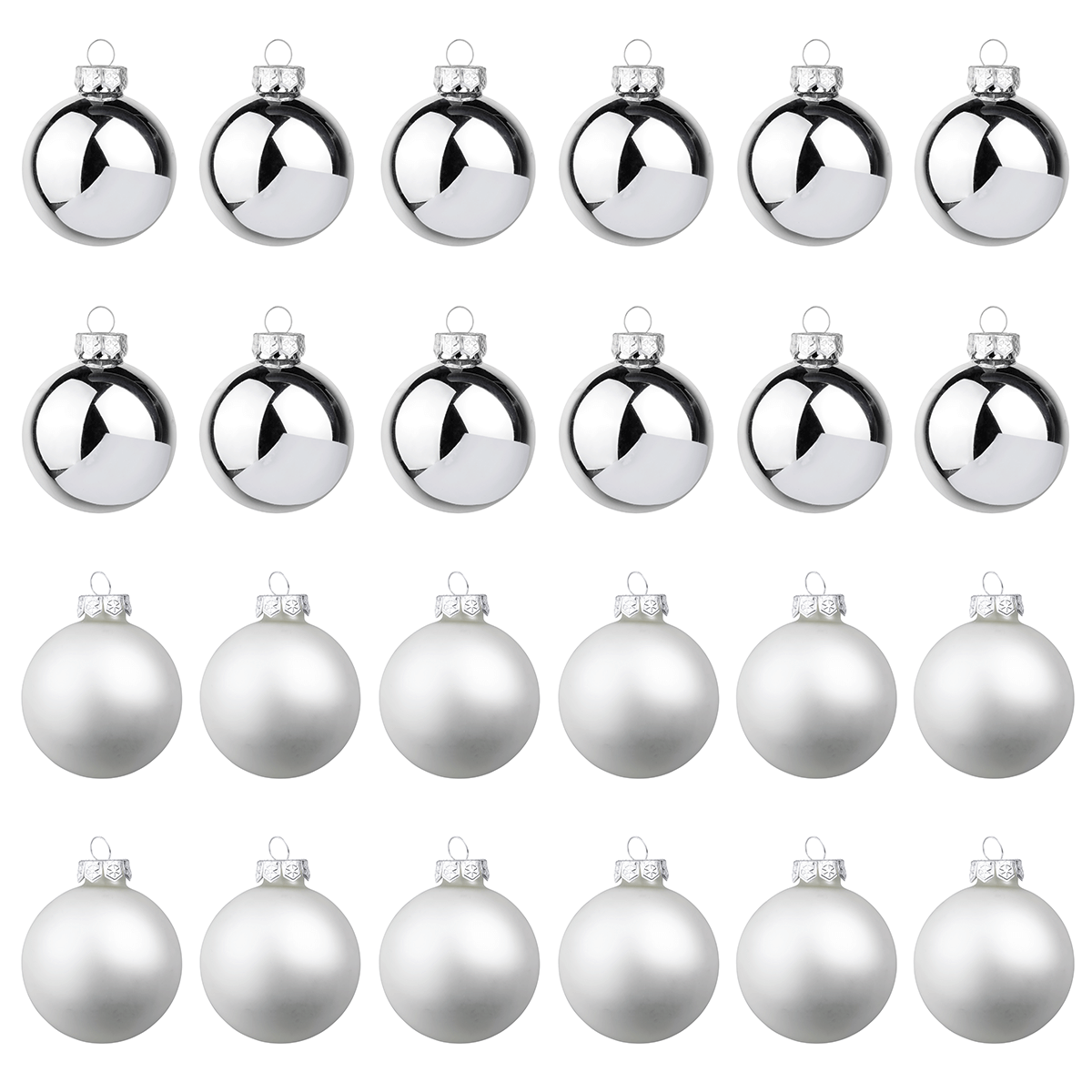 Bolas de Navidad de cristal plata brillante/mate - 1