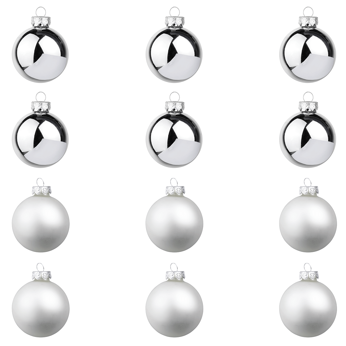 Glass Christmas baubles silver glossy/matt - 1