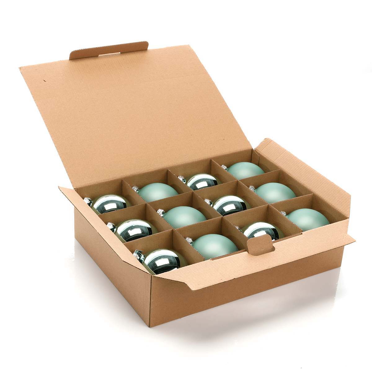 Boules de Noël en verre vert sauge brillant/mat - 2