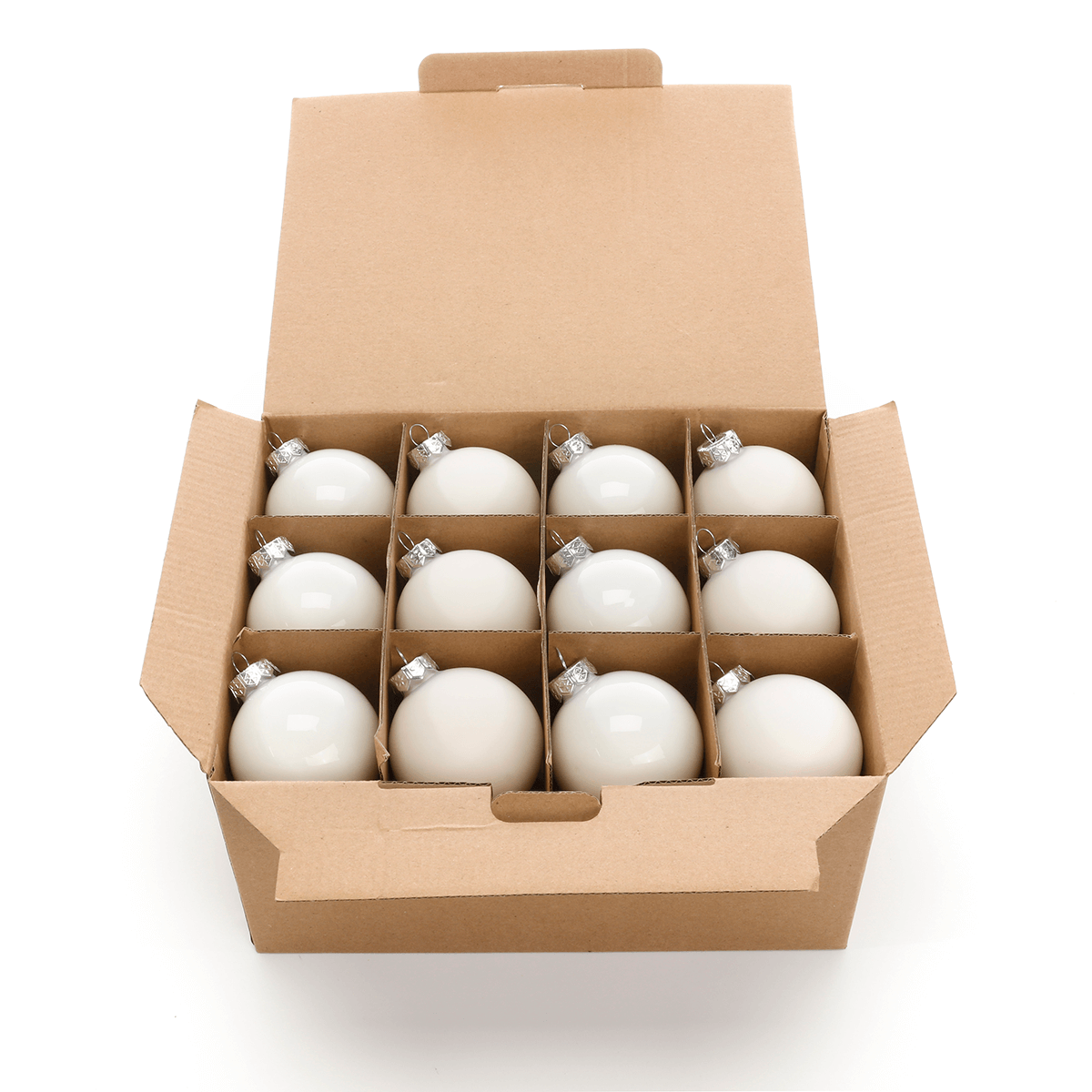 Glass Christmas baubles white glossy/matt - 3