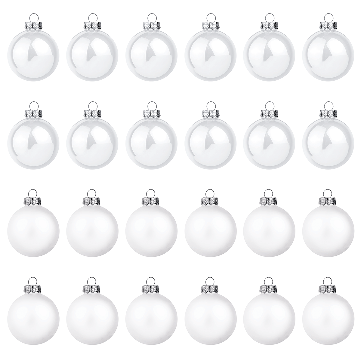 Glass Christmas baubles white glossy/matt - 1
