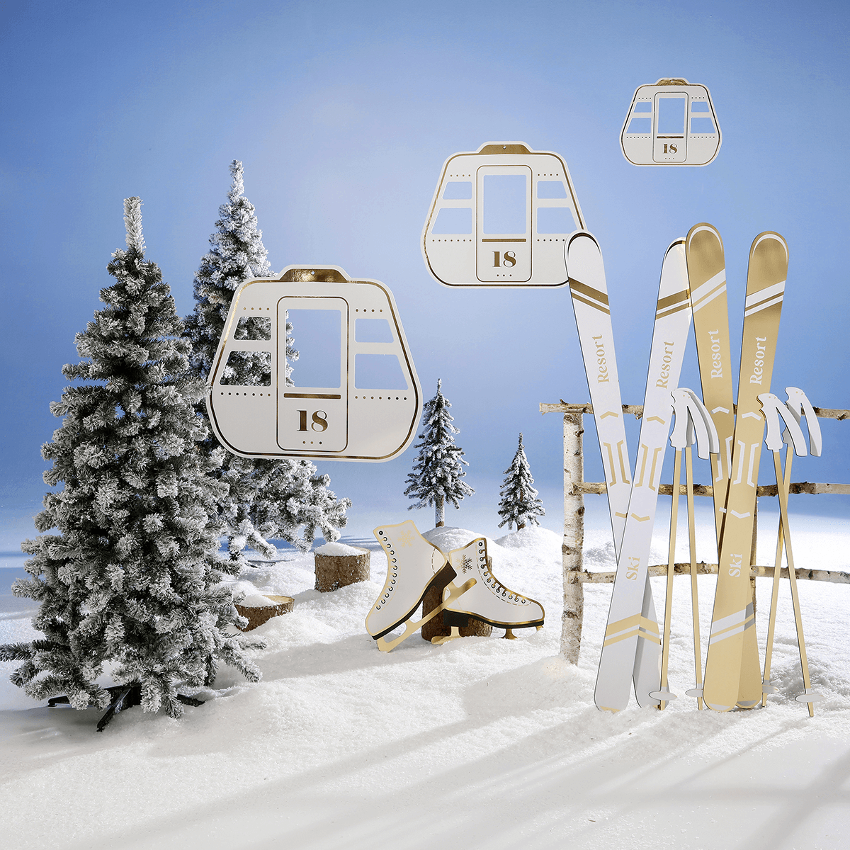 Narrow snow-covered artificial firs in different heights - 5