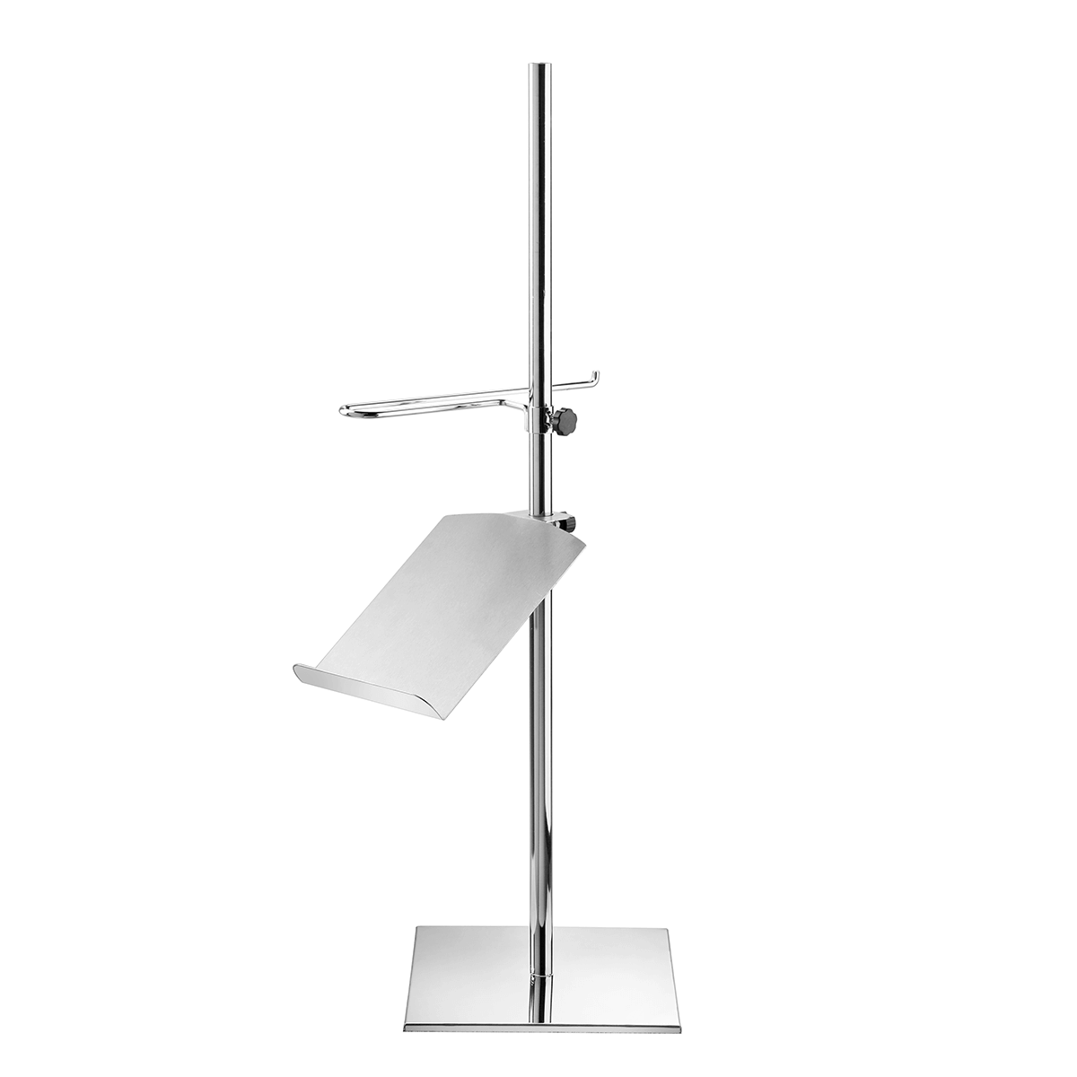 Chrome-Ständer für Schneiderbüsten mit Schuh-Präsenter 40 x 40 x 100 cm - 0