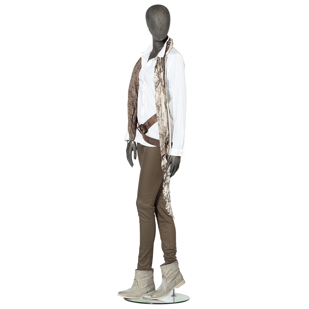 Premium Damen-Schaufensterpuppe, Beine überkreuzt, anthrazit - 4