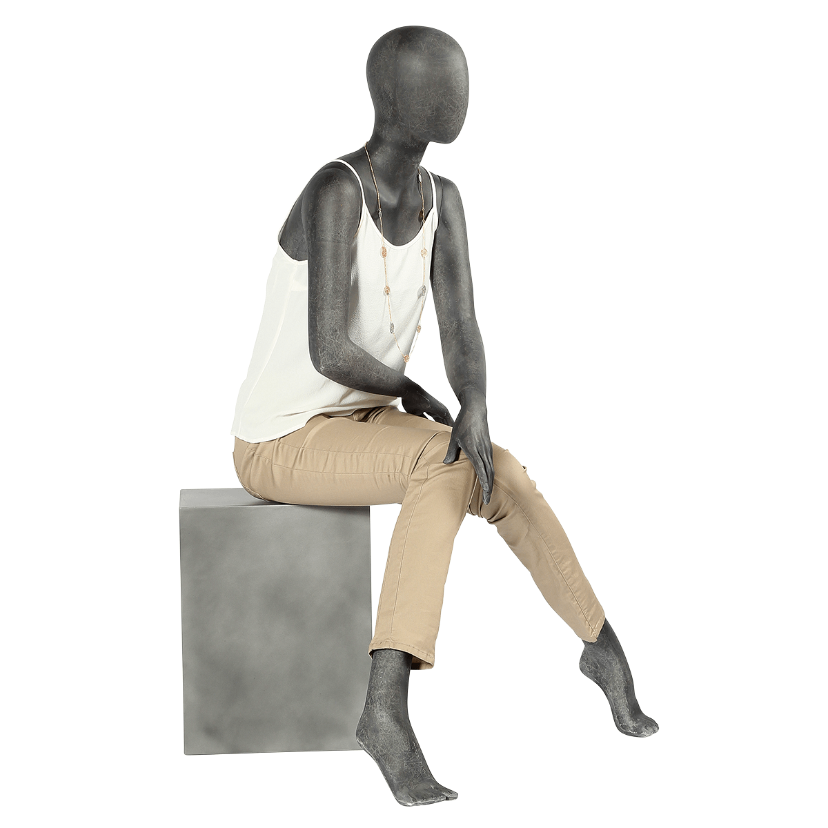 Premium Schaufensterpuppe Dame, sitzend, anthrazit - 3