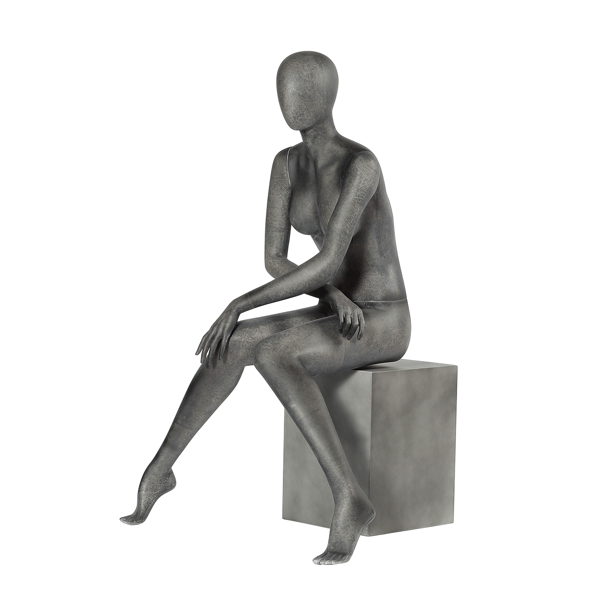 Premium Schaufensterpuppe Dame, sitzend, anthrazit - 1