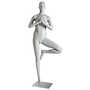 Sport-Schaufensterpuppe Dame Yoga Baum-Pose – linkes Bein angehoben
