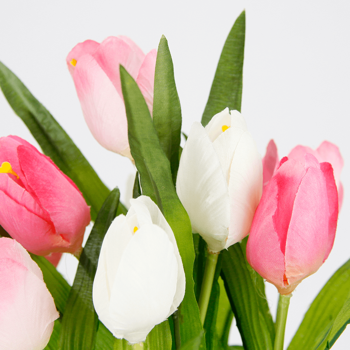 Künstliche Tulpen im Korb rosa - weiß,  25 cm - 2