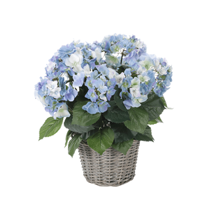 Künstliche Deko Hortensien im Korb blau, 44 cm