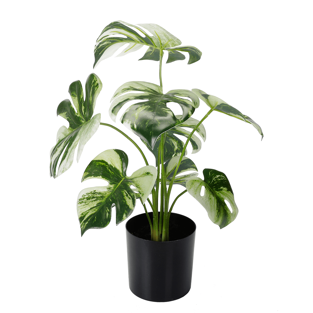 Künstliche Deko Monstera Topfpflanze Deliciosa Albo Variegata 37 cm - 3 Künstliche Deko Monstera Topfpflanze Deliciosa Albo Variegata 37 cm - 3