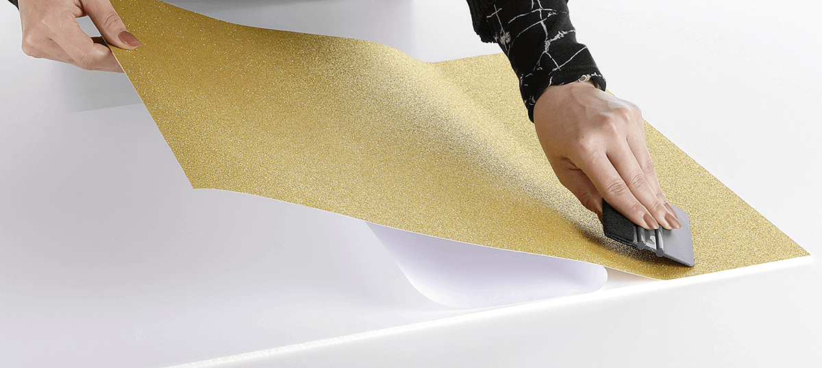 Glitzer-Folie selbstklebend gold 50 cm x 5 m Rolle - 3