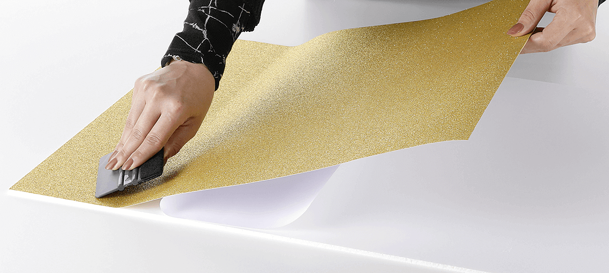 Glitzer-Folie selbstklebend gold 50 cm x 5 m Rolle - 4