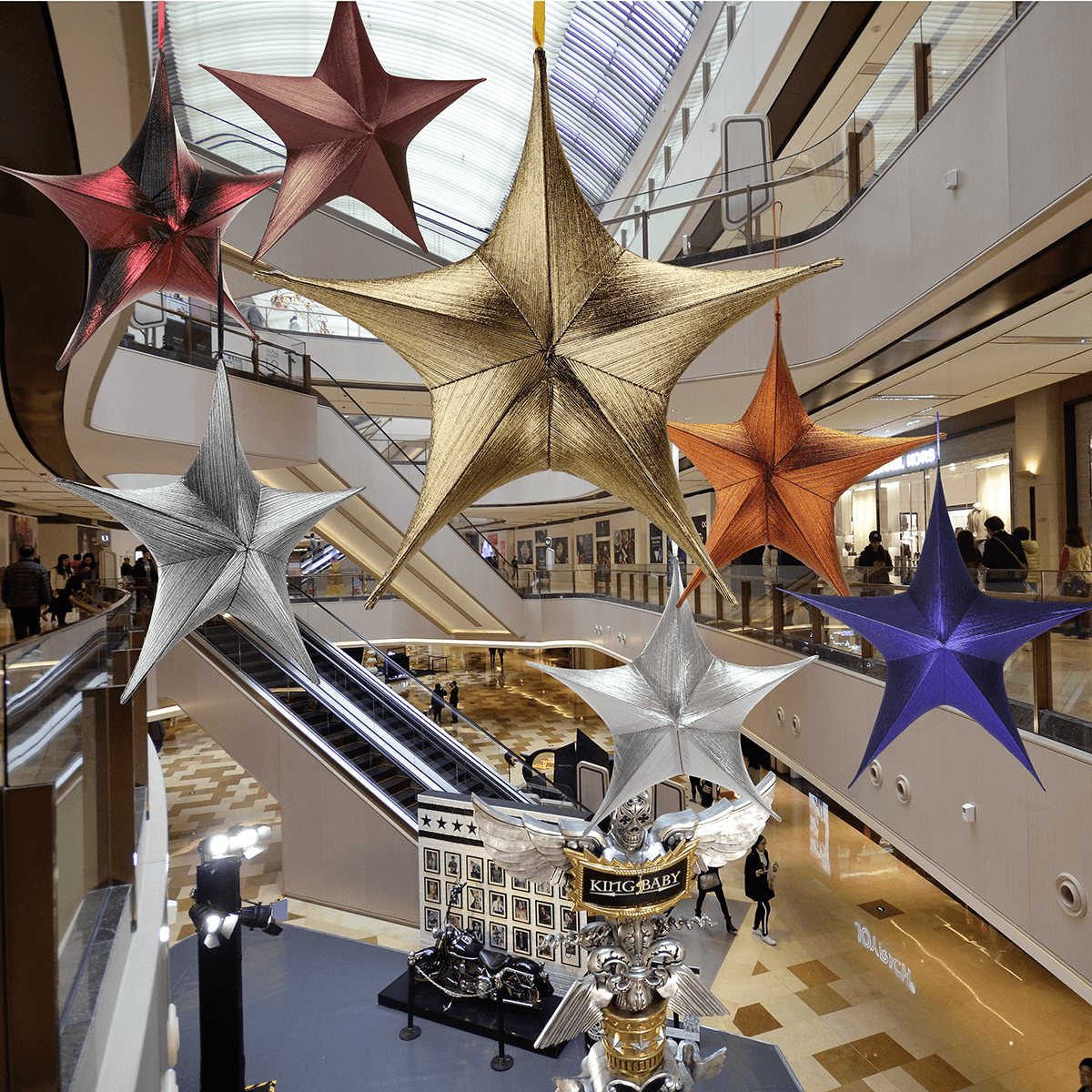 Deco Fabric Folding Star in Black Gold with Zipper - 5