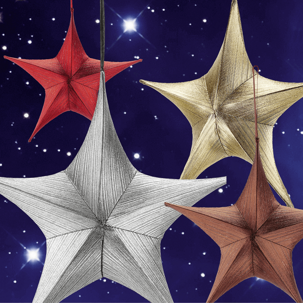 Decorative Fabric Folding Star Bordeaux Red with Zipper - 8