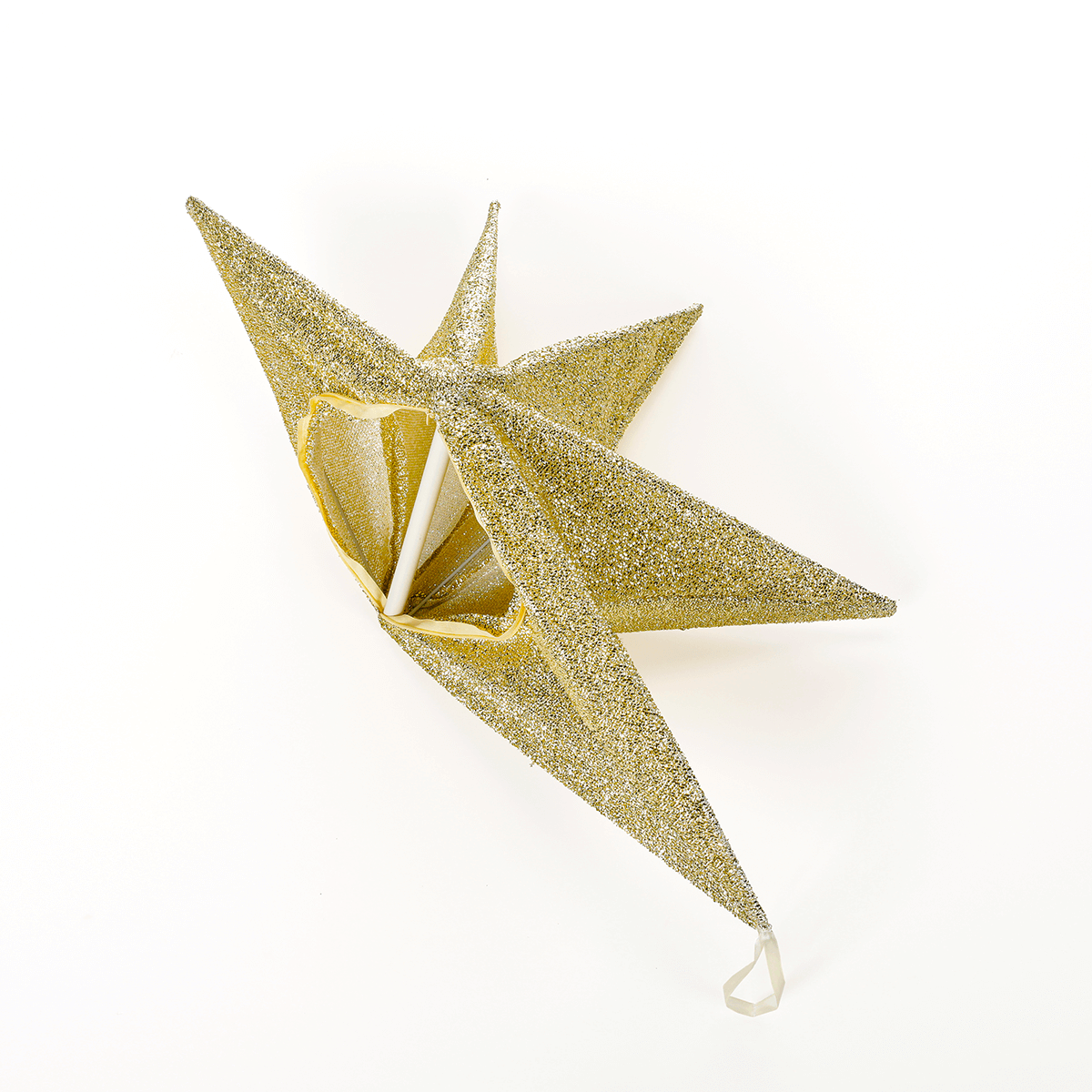 Étoile pliante décorative glitter gold avec fermeture éclair  - 4