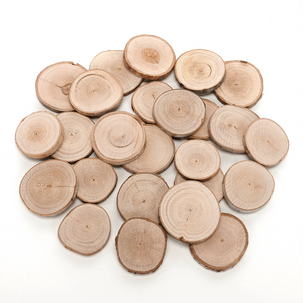 Discos de madera auténtica de 5 - 7 cm, 25 piezas