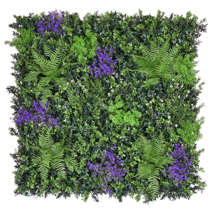 Artificial plant panel MIX fern with purple blossoms B1