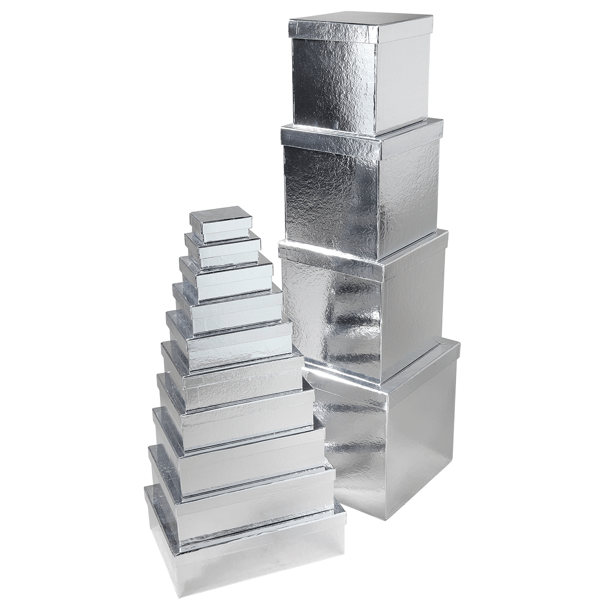 Cajas de regalo Cajas de regalo plateadas, 10 unidades 6,5 x 3,5 x 8,5 hasta 22 x 9,5 x 31 cm (ancho x alto x largo) - 2