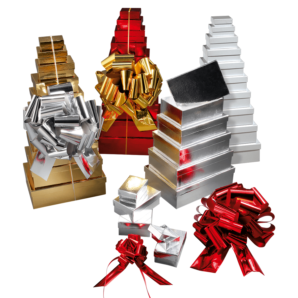 Cajas de regalo Cajas de regalo plateadas, 10 unidades 6,5 x 3,5 x 8,5 hasta 22 x 9,5 x 31 cm (ancho x alto x largo) - 1