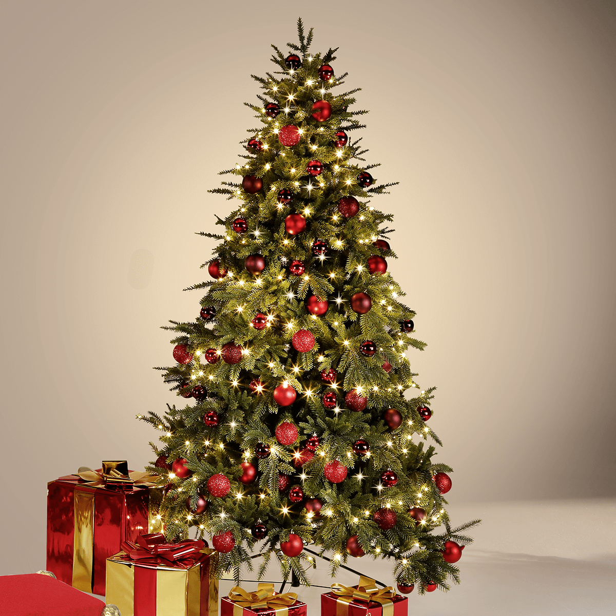 Artificial Christmas tree with red Christmas bauble - 1 Artificial Christmas tree with red Christmas bauble - 1