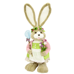 Lapin de pâques en peluche avec fleurs 92 cm