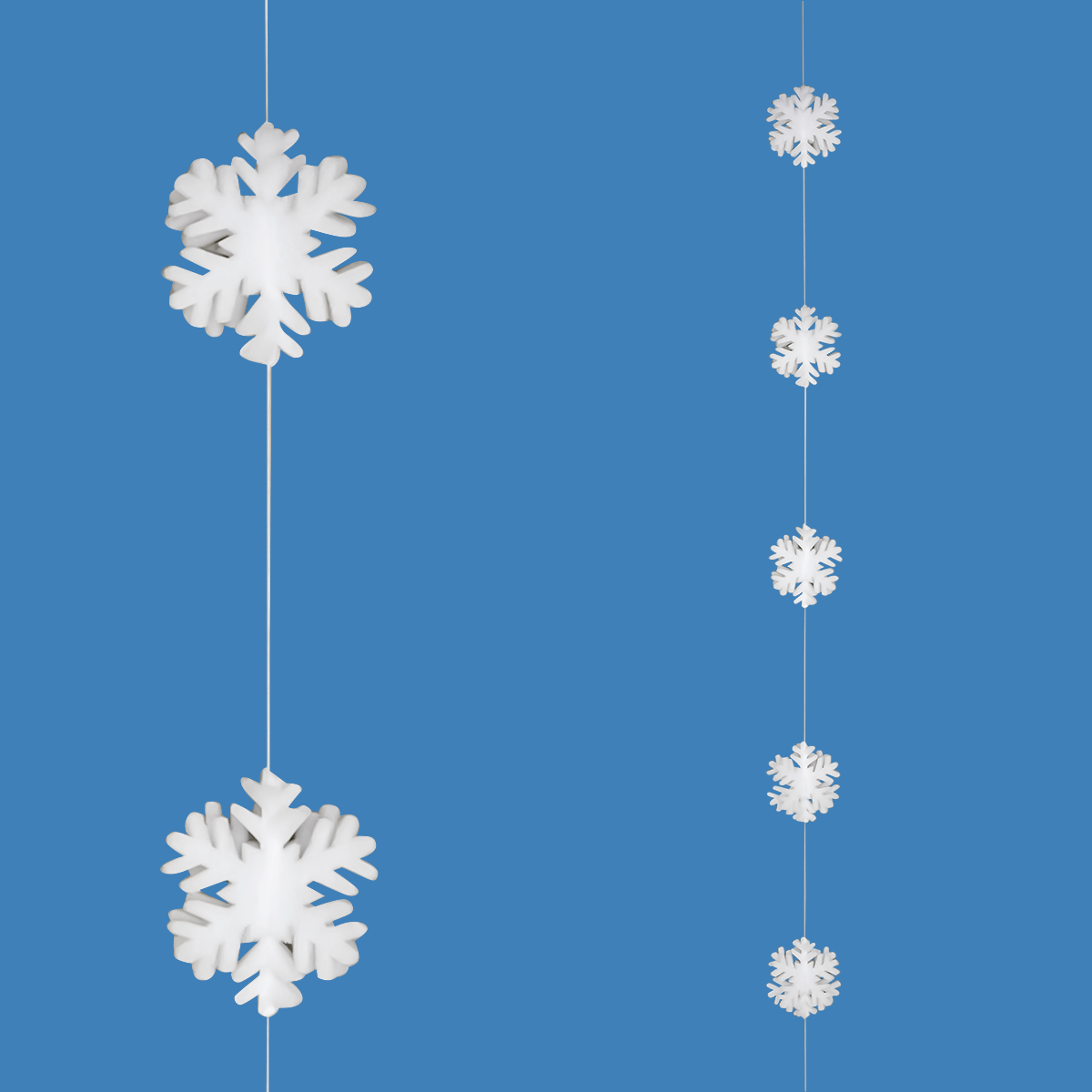 3D Snowflake garland made of felt white 180 cm - 0
