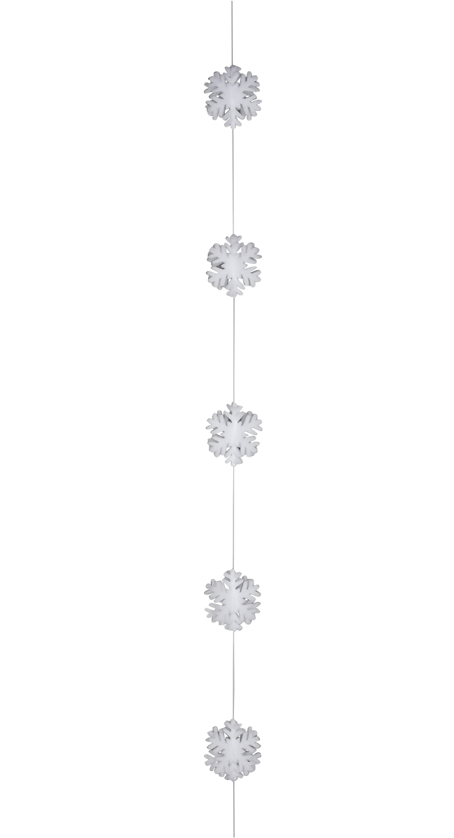 3D Snowflake garland made of felt white 180 cm - 2