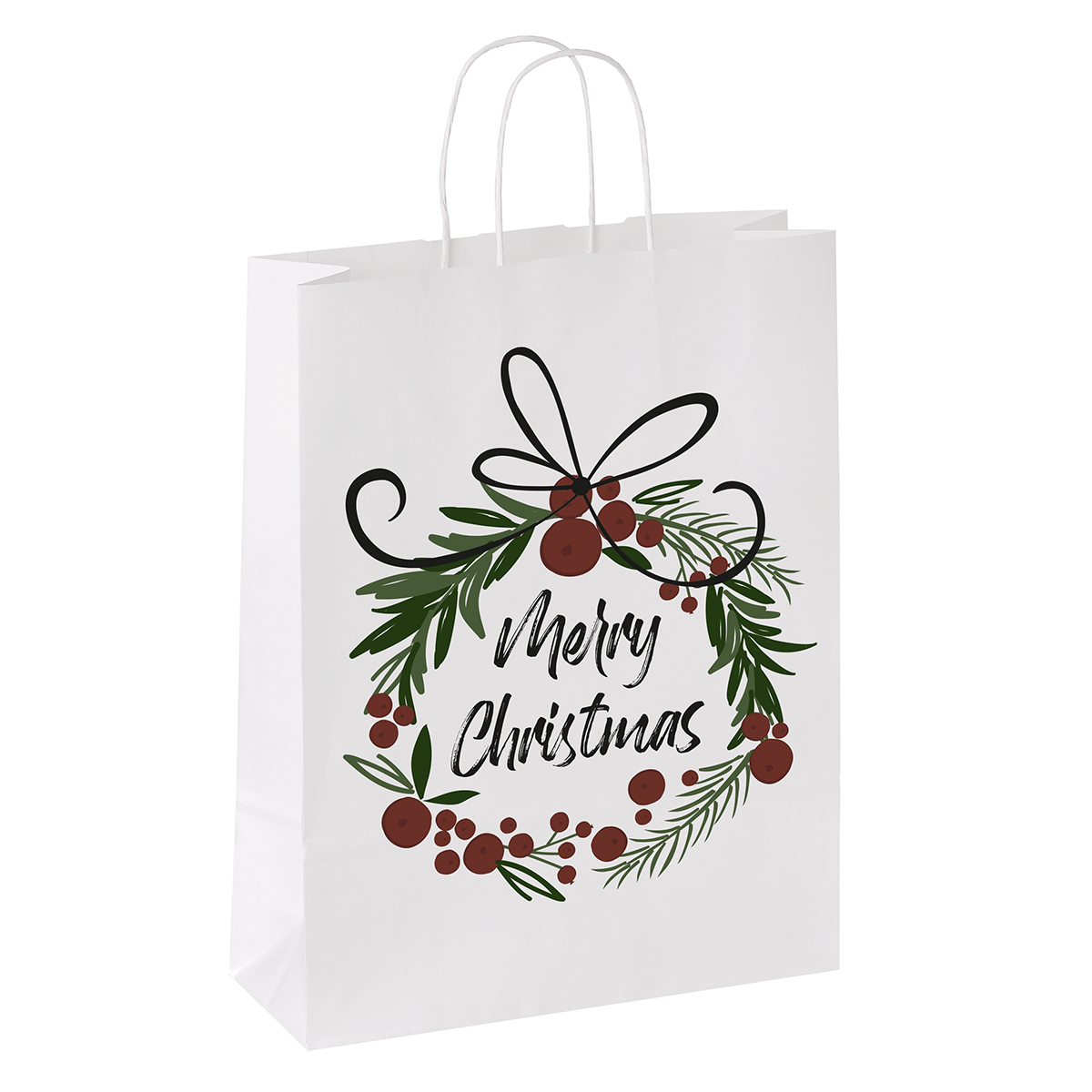 Bolsa de papel bayas de Navidad 35 x 26 x 12 cm - 0 Bolsa de papel bayas de Navidad 35 x 26 x 12 cm - 0