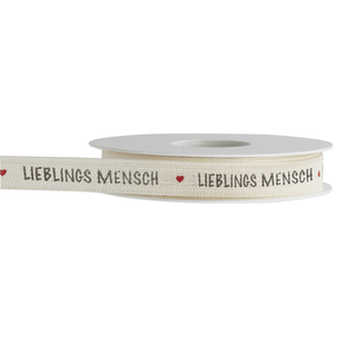 Nachhaltiges Geschenkband Lieblingsmensch 15mm, 18 m