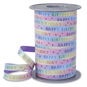 Ruban cadeau "Rainbow Birthday" pastel 10mm, 200 m