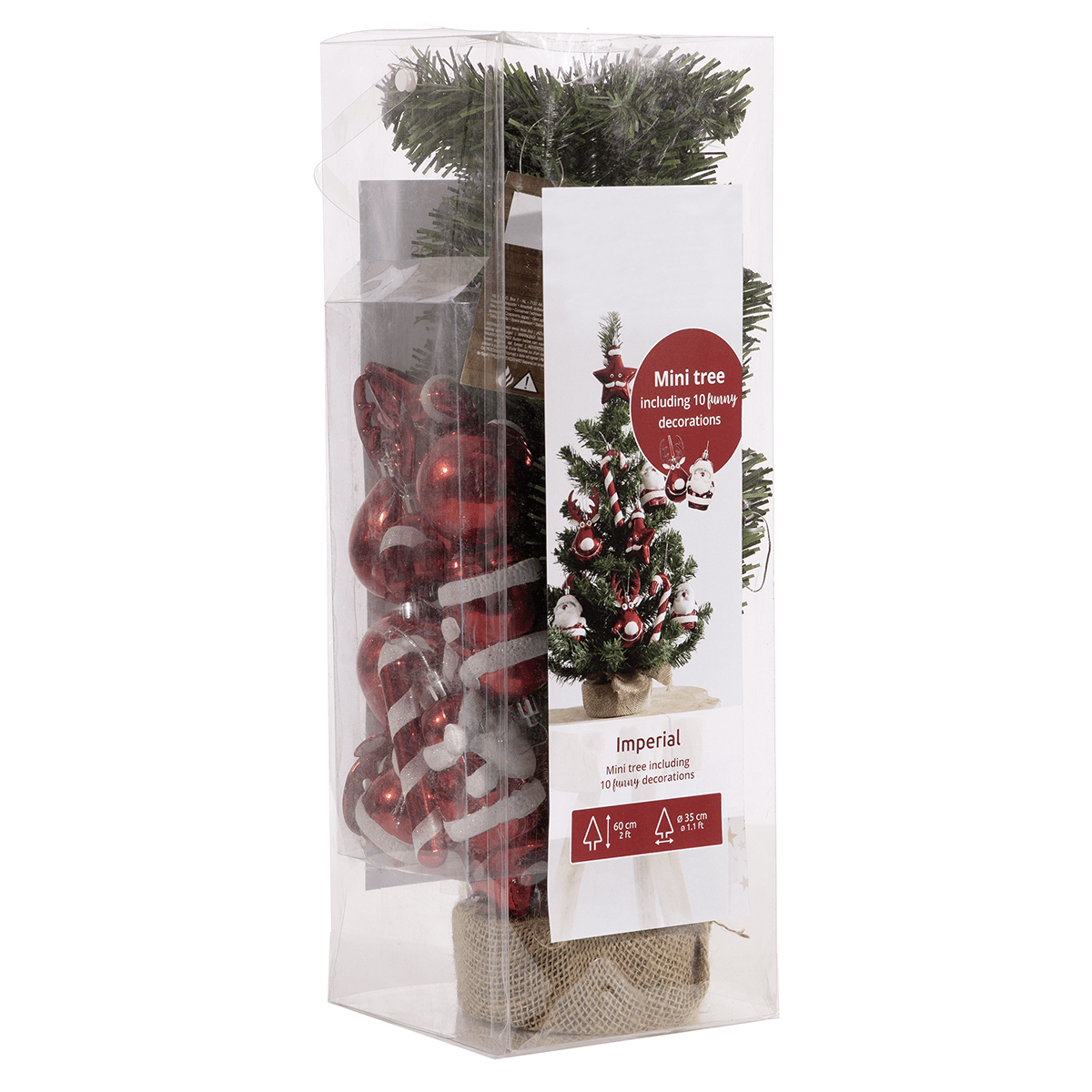 Árbol de Navidad artificial DIY con adornos rojos, 60 cm - 6