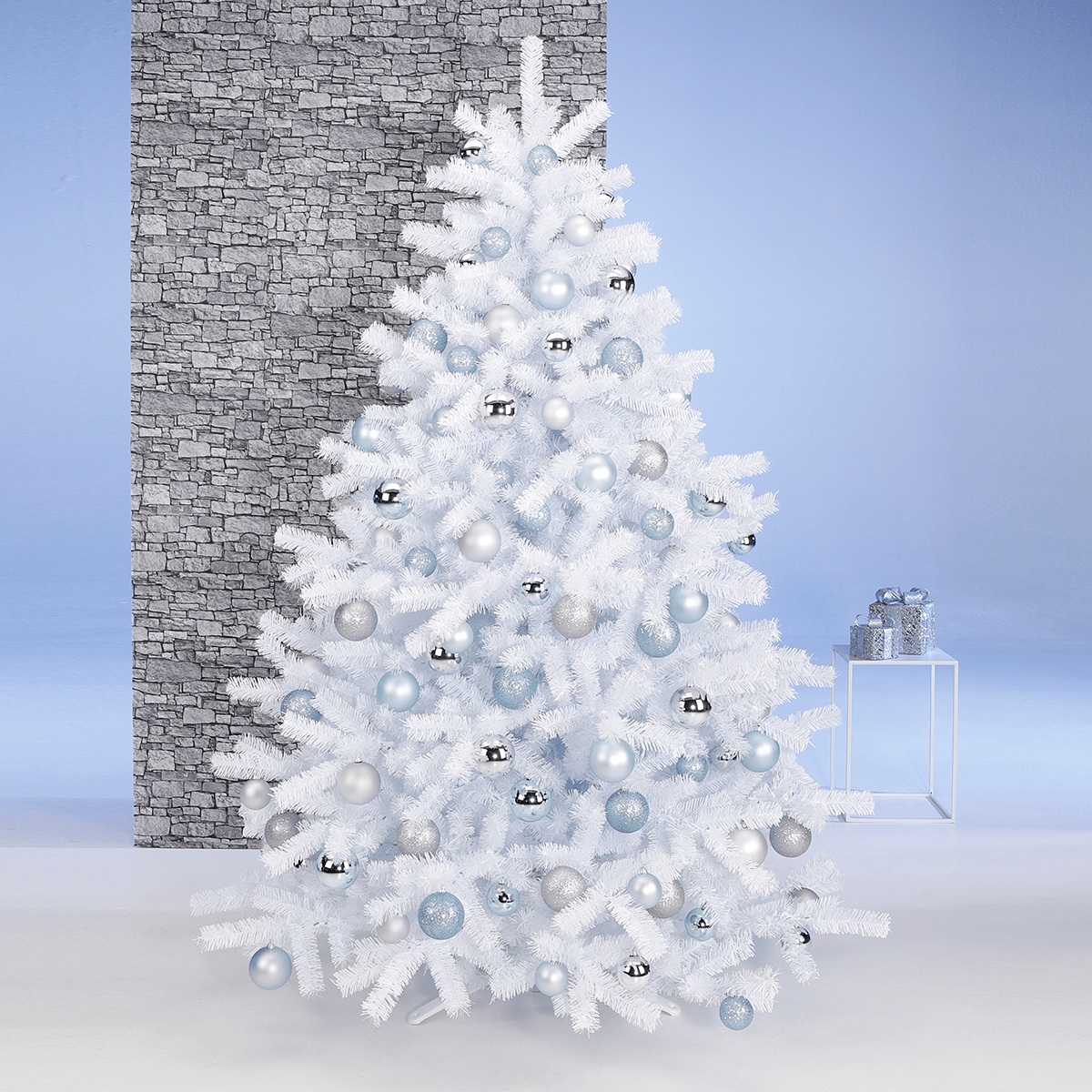 Arbre de Noël artificiel en luvi blanc, B1 - 4