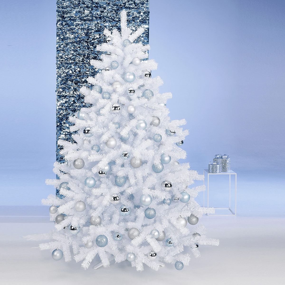 Arbre de Noël artificiel en luvi blanc, B1 - 5