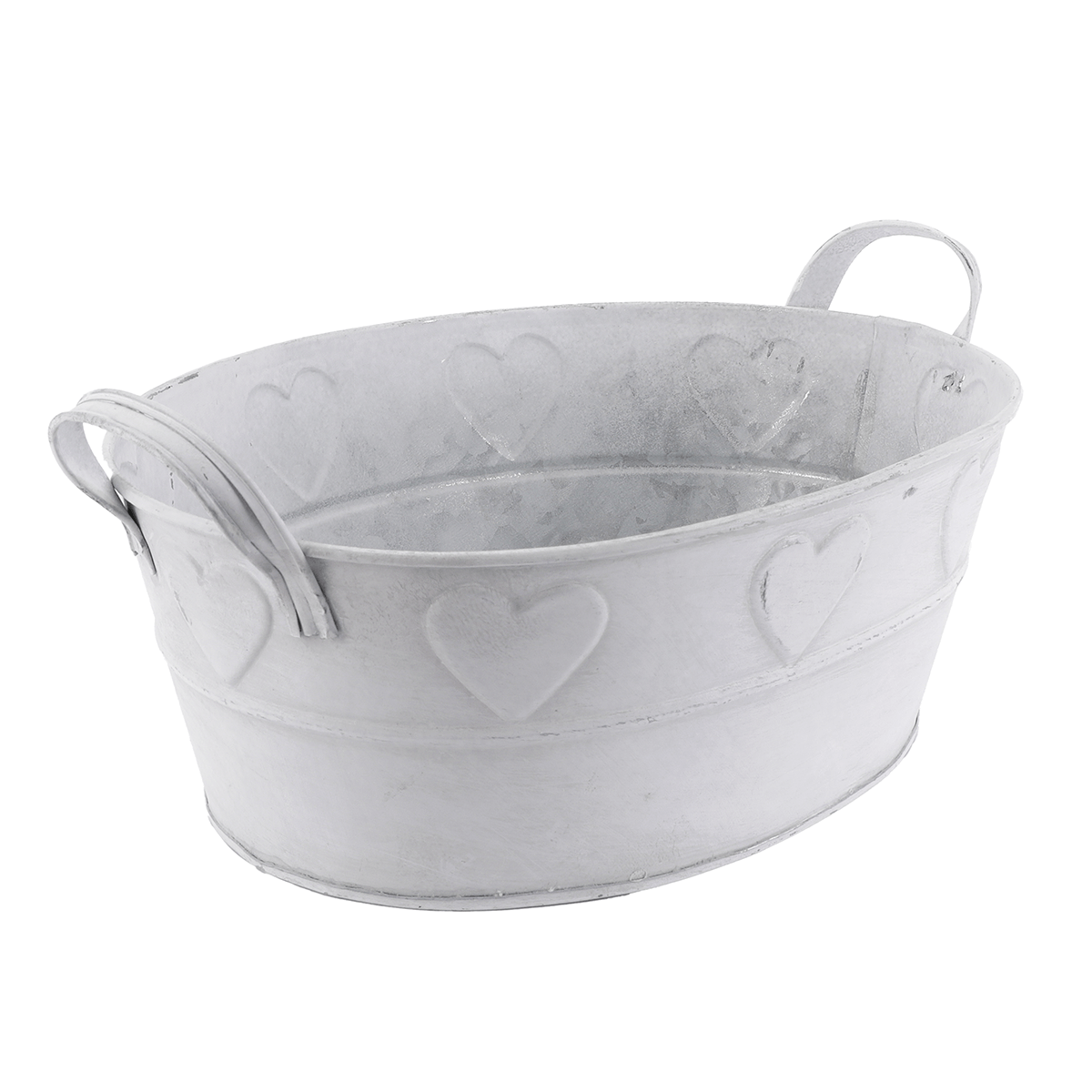 Bañera de zinc con motivo de corazón blanco 32 cm - 1