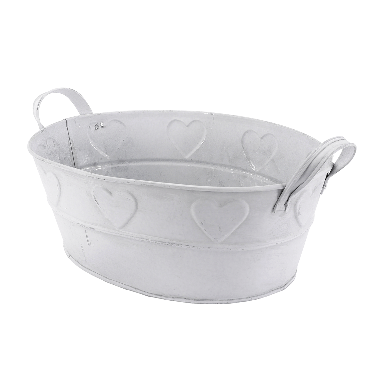 Bañera de zinc con motivo de corazón blanco 32 cm - 2
