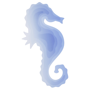 Hippocampe bleu transparent, 52 cm, présentoir suspendu en plastique