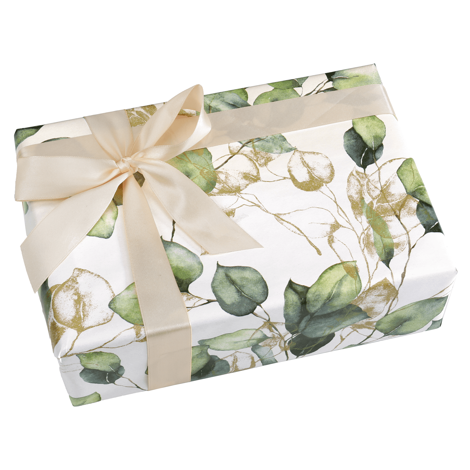 Papel de regalo "Decoración de hojas" dorado / verde 50 cm, 50 m - 1