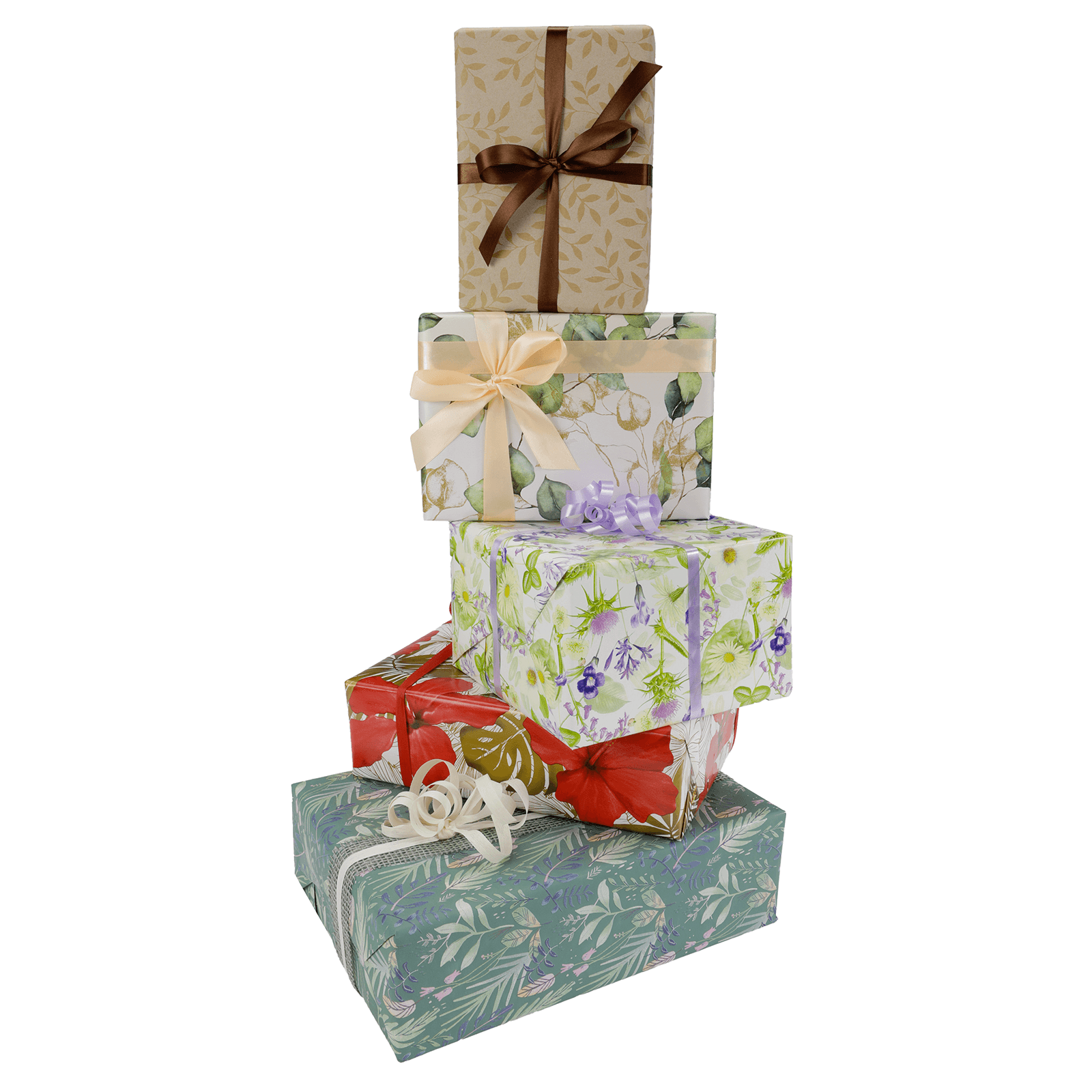 Papel de regalo "Decoración de hojas" dorado / verde 50 cm, 50 m - 2