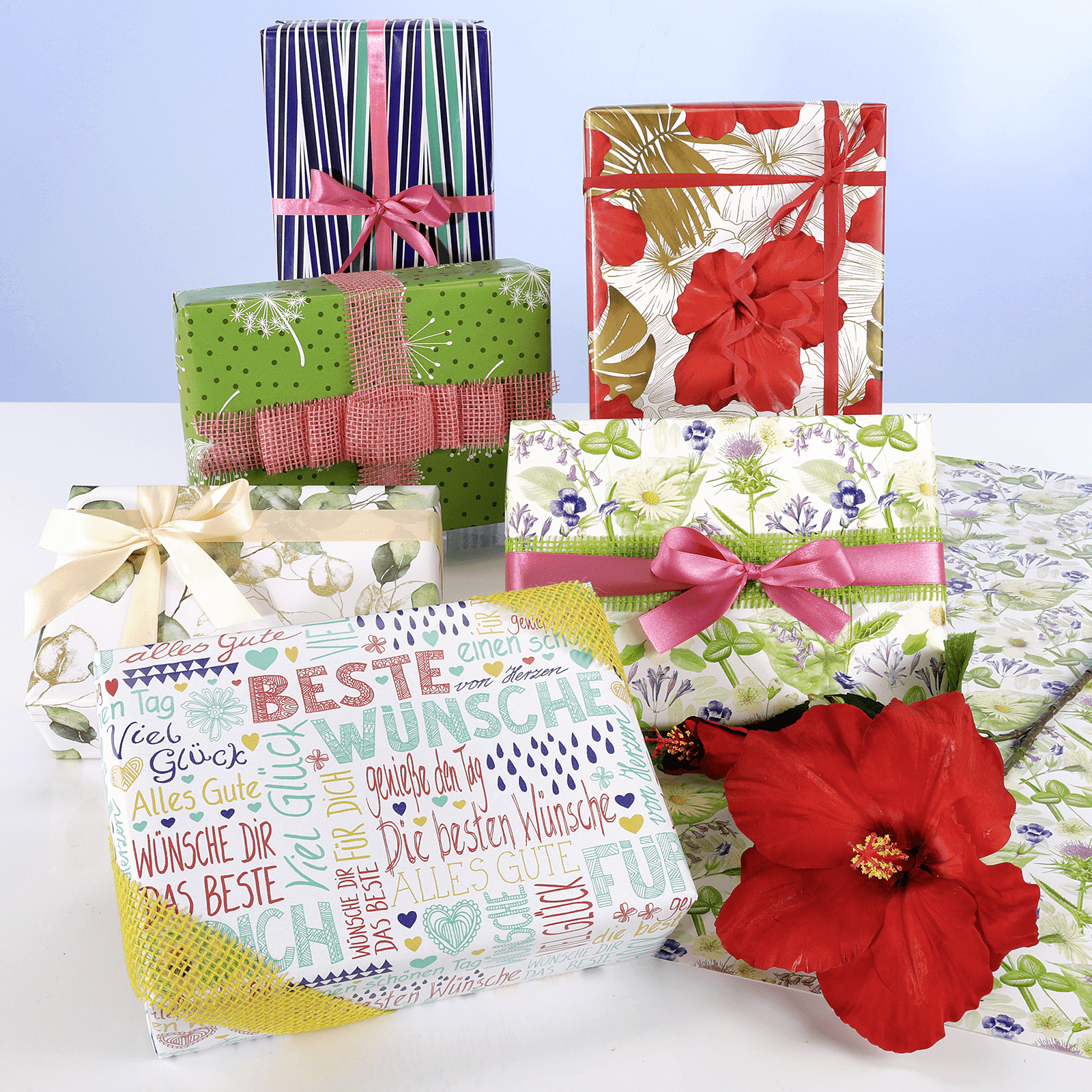 Papel de regalo "Decoración de hojas" dorado / verde 50 cm, 50 m - 4