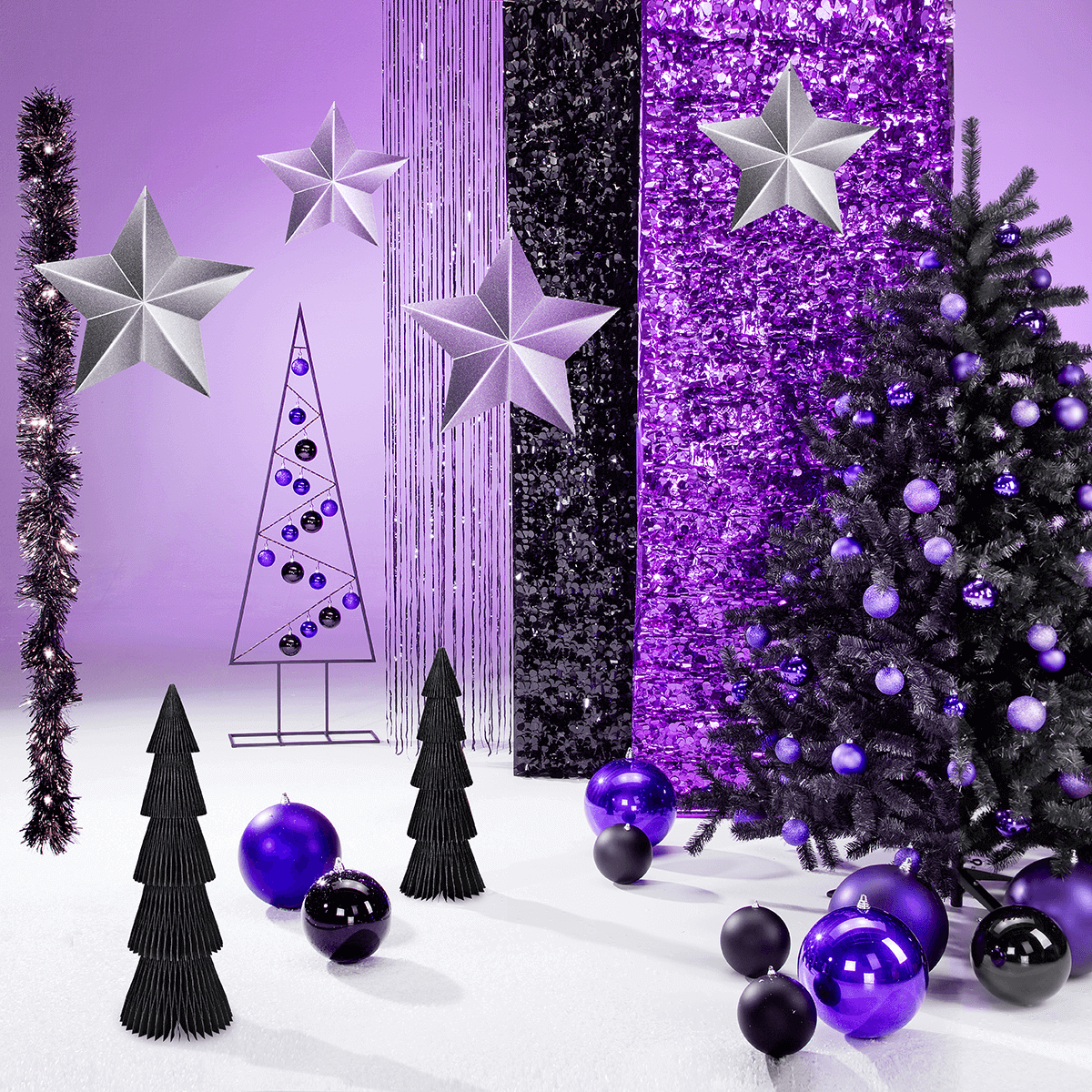 Adornos de Navidad de plástico púrpura mate - 6