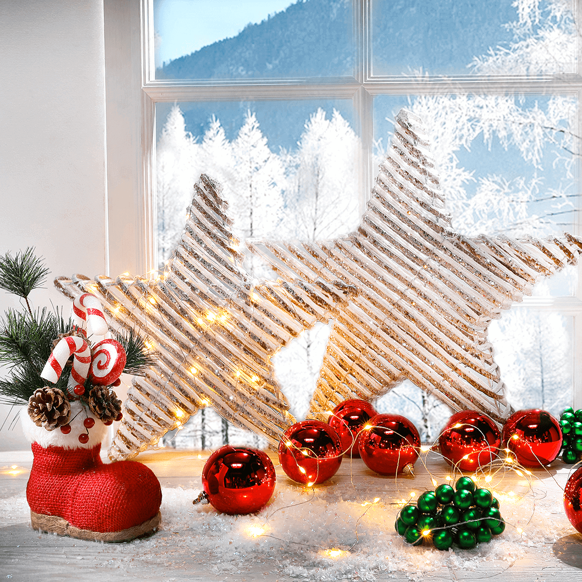 Adornos navideños de plástico rojo brillante - 4