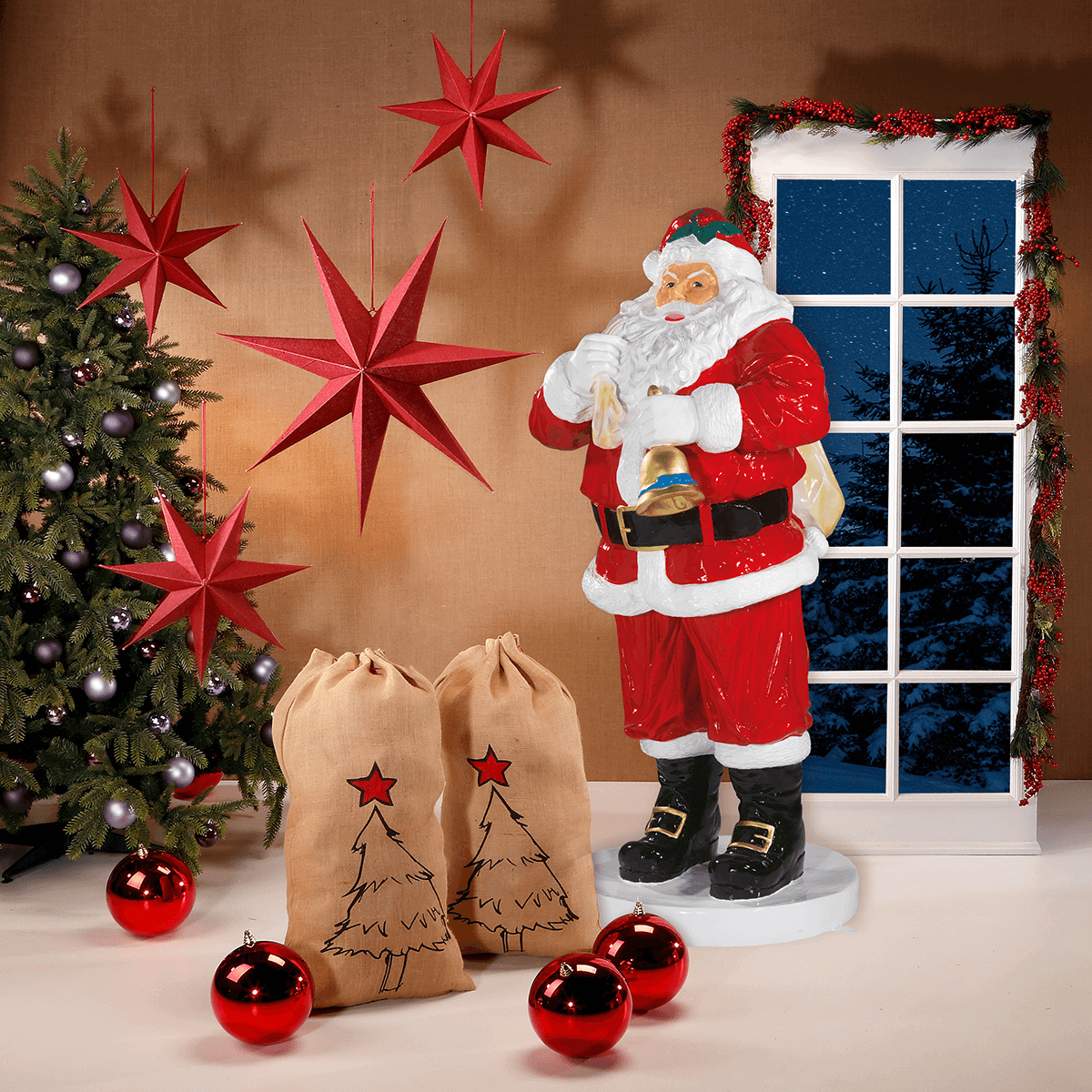 Adornos navideños de plástico rojo brillante - 5