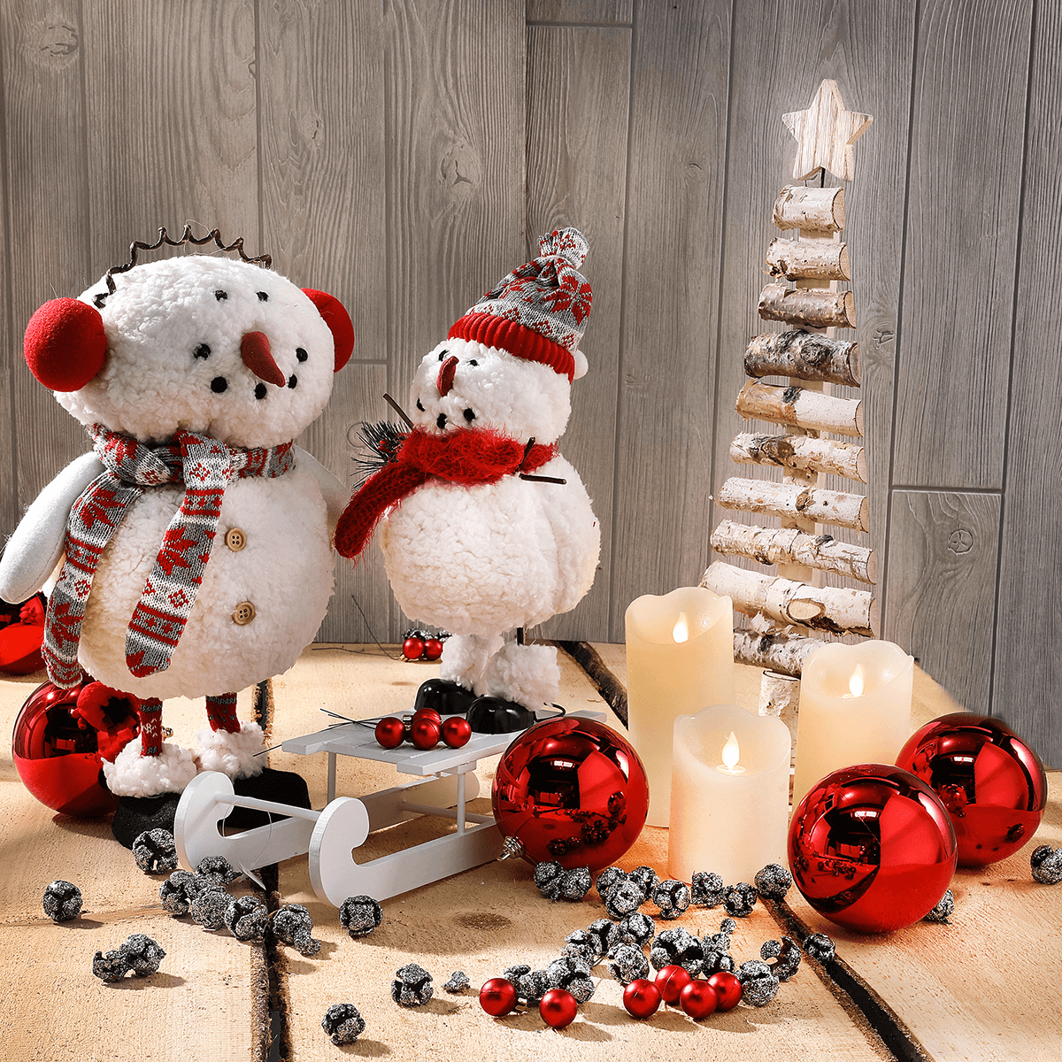 Adornos navideños de plástico rojo brillante - 6