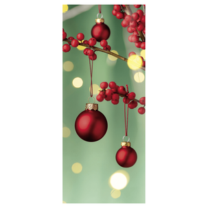 Bannière en tissu difficilement inflammable boules rouges &amp; baies 75 x 180 cm