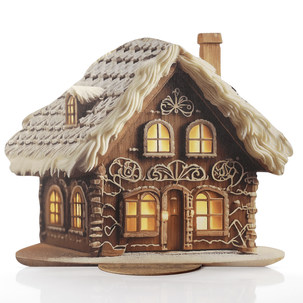 Présentoir maison de Noël et d'hiver, motif réversible 54x65 cm