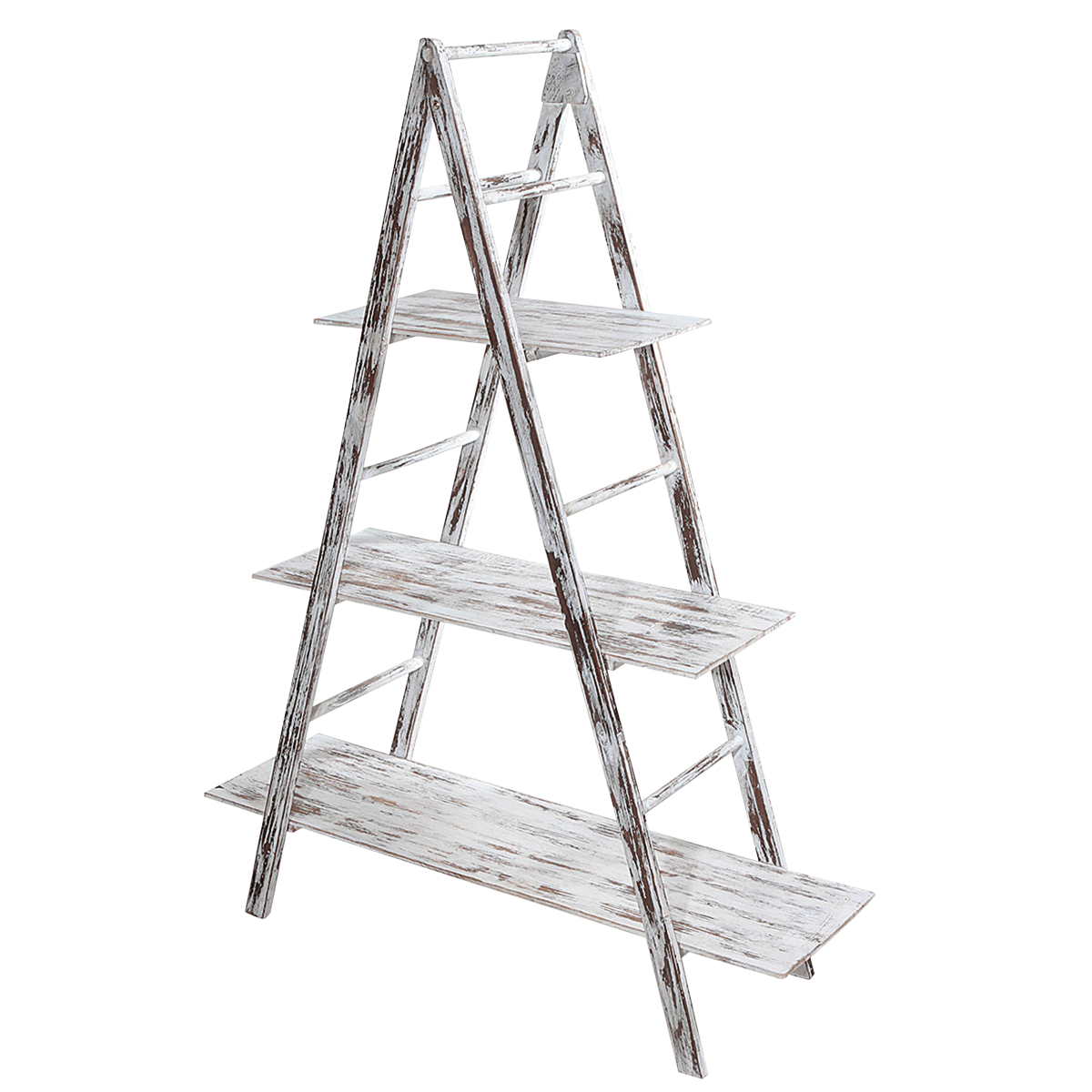 Étagère-échelle vintage blanche, haut. 150 cm - 0