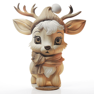 Présentoir à rennes "Rudi", bois 58 cm