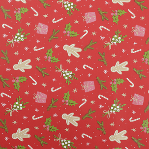 Papier cadeau pain d'épices rouge 50 cm, 50 m