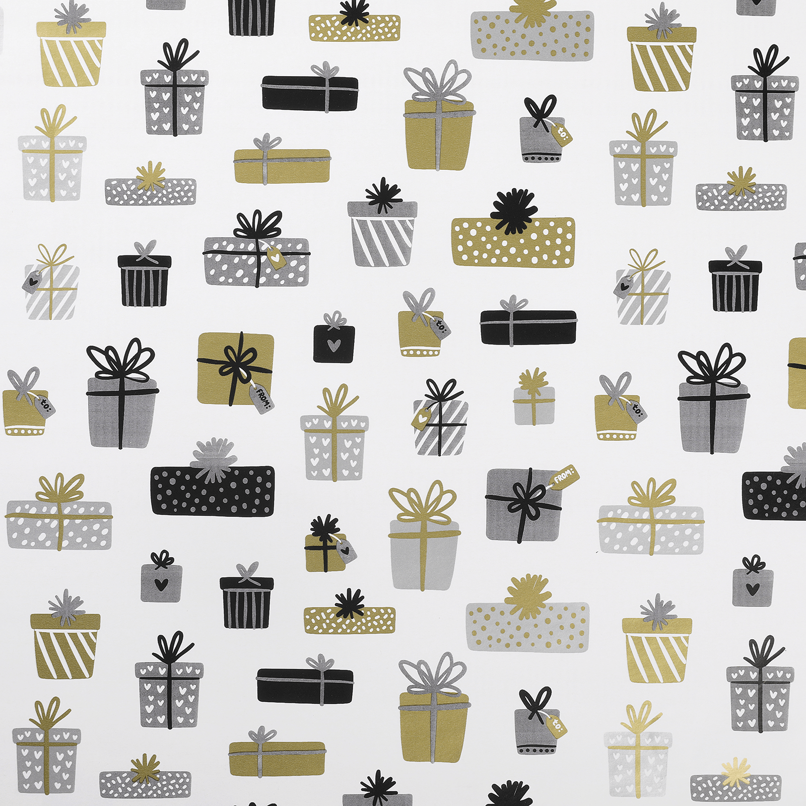 Papier cadeau cadeaux or blanc 50 cm, 50 m - 0